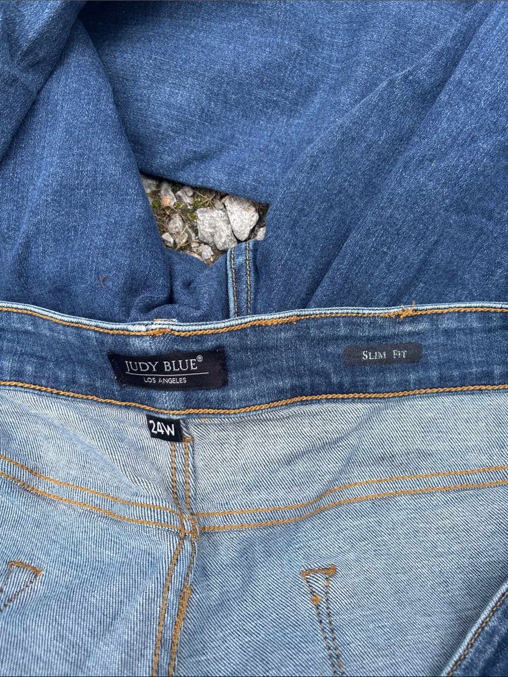 Judy Blue Distressed Dark Blue Boyfriend Jeans - Picture 3 of 3